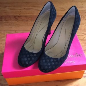 Kate spade black suede dot Karolina heels